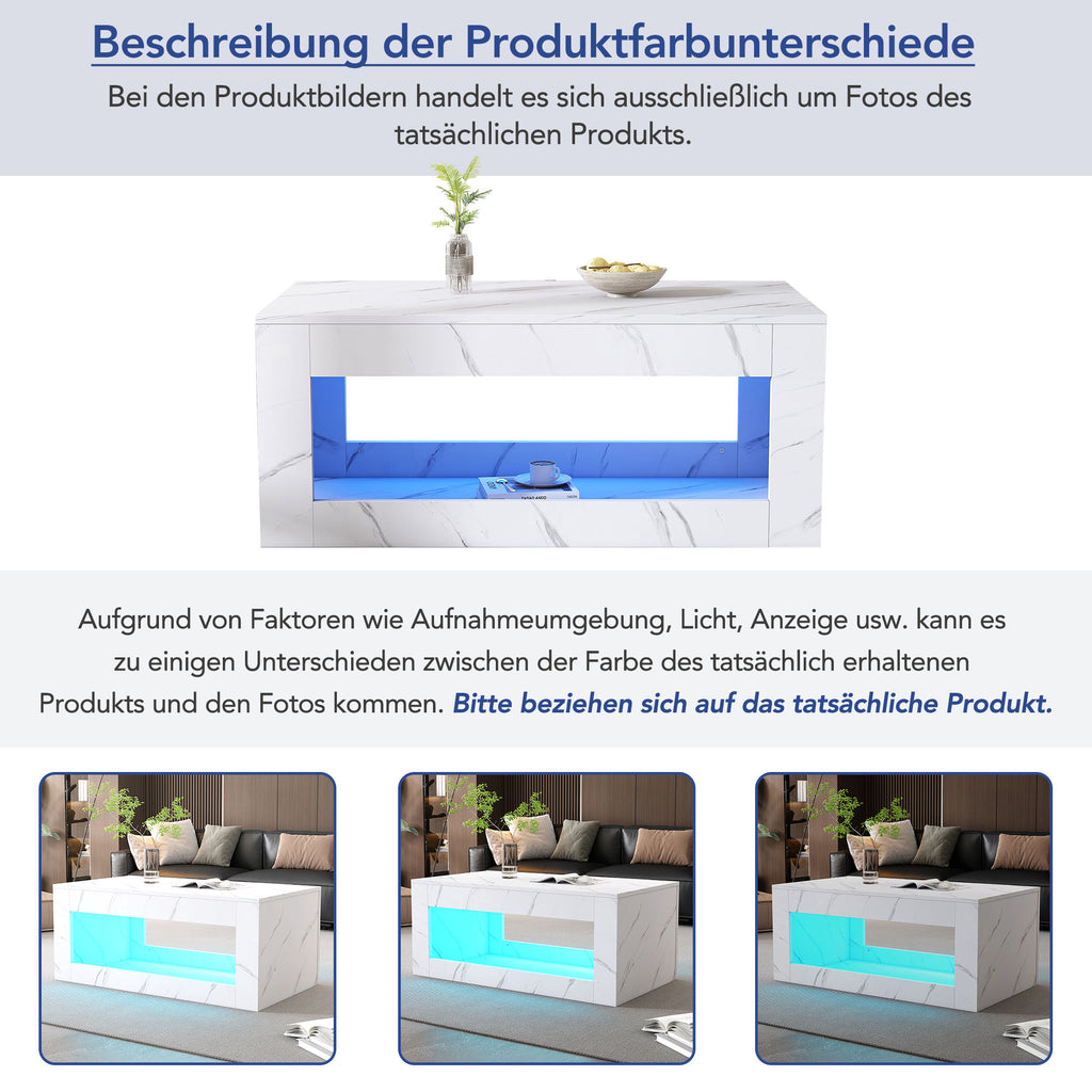 WF323710WAA) Moderno mesón LED, mesón para el salón, sofático, mesón de salón, mesón con brillo alto con control remoto, gran mesón con estampado de mármol (blanco)