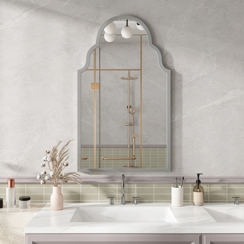 Espejo rectangular de 61x101CM, espejo rectangular plateado, espejo de pared con marco de metal, espejo de baño para la pared, para el baño, la sala de estar, la decoración de la pared del dormitorio