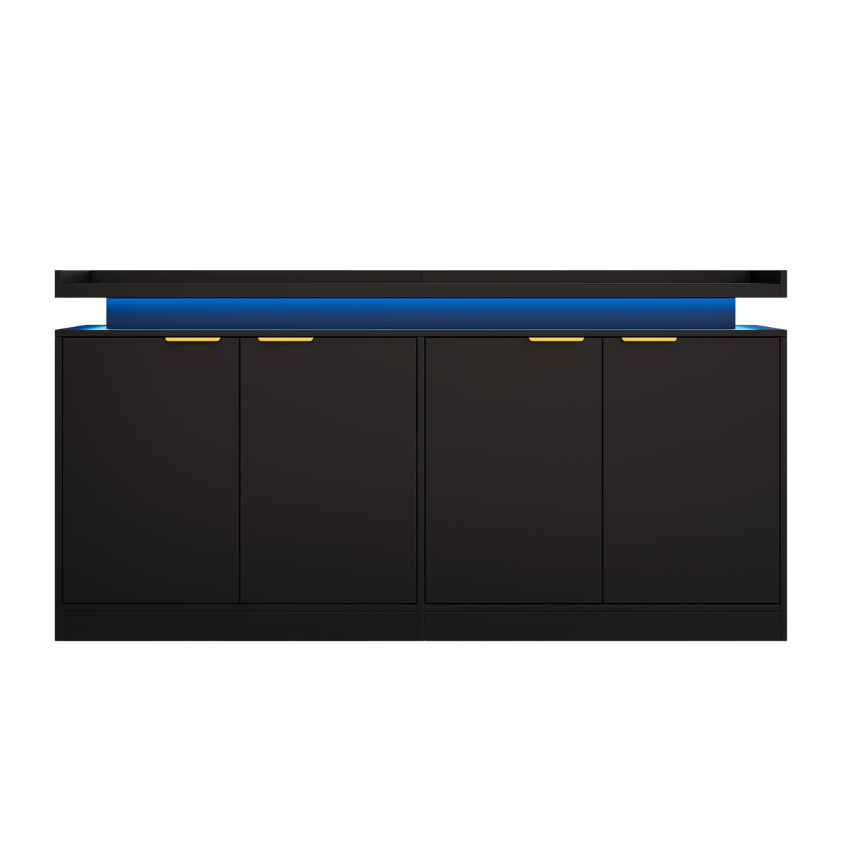 Armario de cocina con iluminación LED, Sideboard con 4 puertas, Buffet con mucho espacio de almacenamiento para el comedor y el salón, 160 × 39 × 83 cm