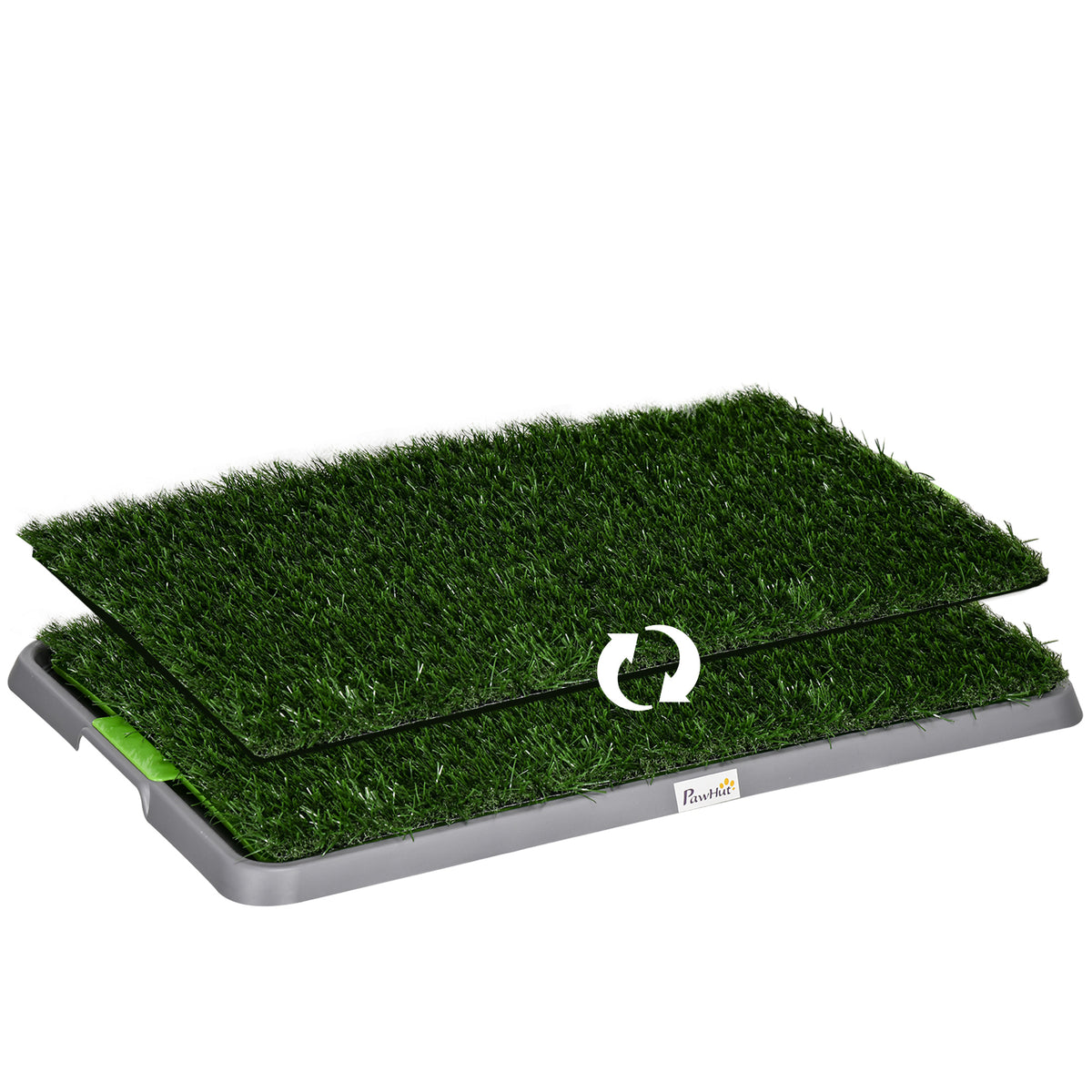 Toaleta para mascotas con 2 mantas de hierba, tabletilla para el entrenamiento en la cacerola, toaleta para cachorros Indoor Outdoor, verde 67 x 41 cm