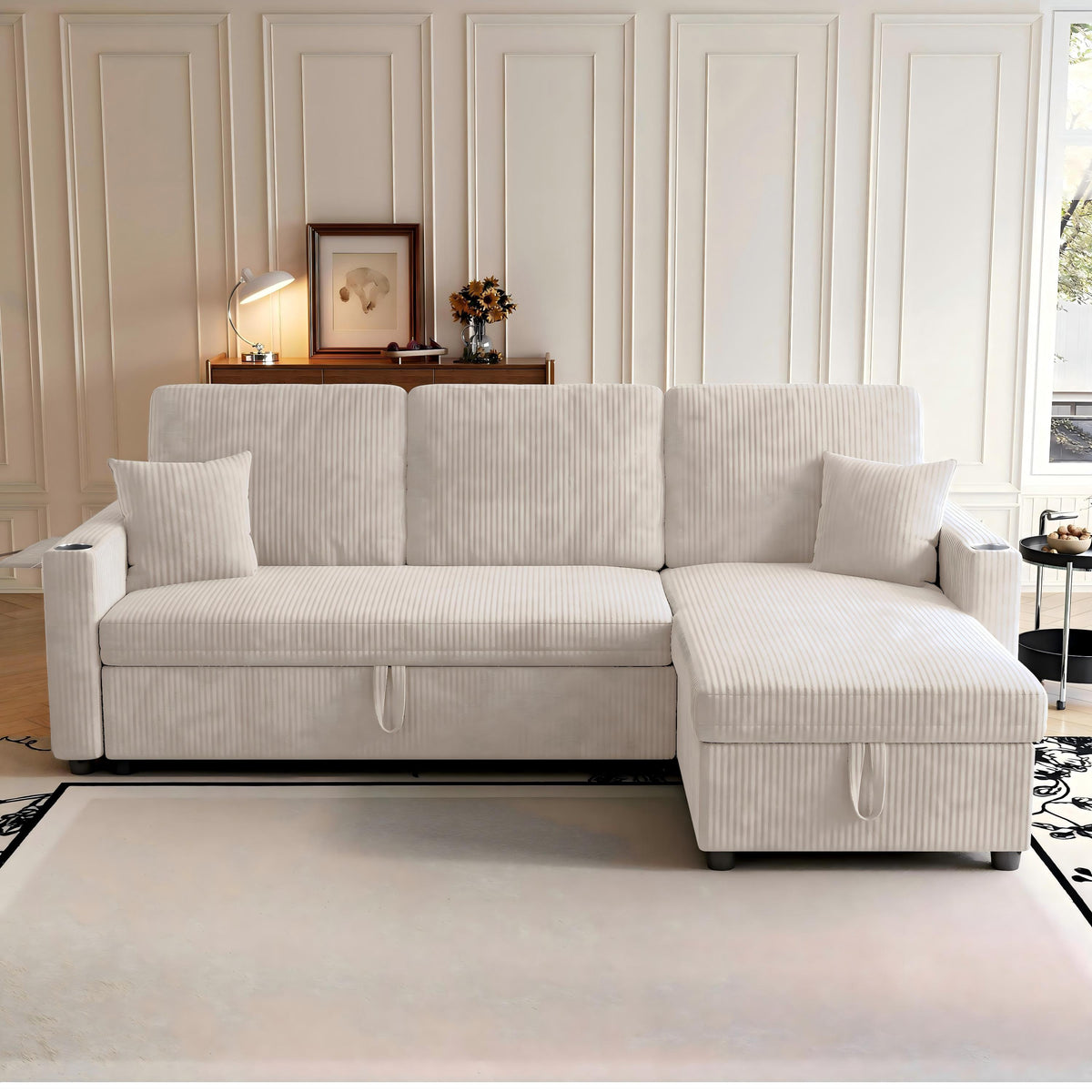 Sofá en L Sofabetten, un sofá espacioso, un sofá cómodo para dormir en las alturas y un espacio de almacenamiento adecuado para un sofá modular y un sillón en su salón de estar y en su apartamento