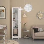 Gabineté de almacenamiento para limpieza de metal esbelto y blanco con puerta cerradora, estantes y barra de colgado, 65" de alto, organizador de utilidades para la cocina, despensa, oficina, taller y garaje