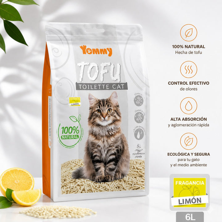 Arena para Gato Yummy Tofu con Fragancia a Limón, 6L