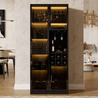 Vitrina con iluminación LED controlable por App, armario de cristal con puertas de cristal, estante para vinos y espacio de almacenamiento, armario para el salón