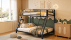 Cama bunk Metal 90/140 x 200 cm – Cama familiar y bunk con protección contra caídas, escalera segura y rejilla, construcción estable, silenciosa, para niños, jóvenes y adultos, Negro