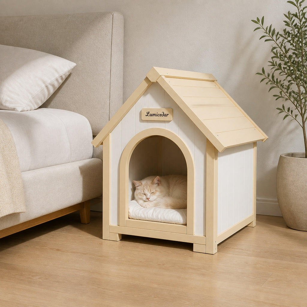 Casa para mascotas de madera para el interior – Casa para gatos de madera FSC® Solid Wood Furniture for Small Pets, Scandinavian Pet Shelter Katzenhaus & Hundehütte aus Holz – Skandinavische Tiermöbel aus FSC® Massivholz für kleine Hausti