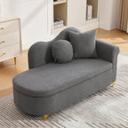 Chaiselongue multifuncional con espacio de almacenamiento, 134 cm, diseño moderno, respaldo ondulado, tela con aspecto de piel de cordero, cojines altamente densos, incluye cojín lumbar + cojín de cuello