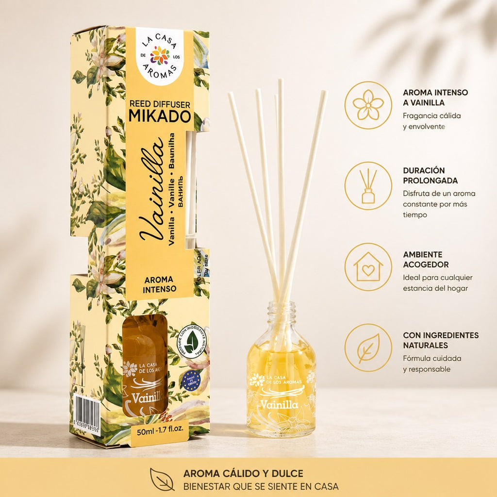Difusor de Varillas Vainilla de 50ml de La Casa de los Aromas