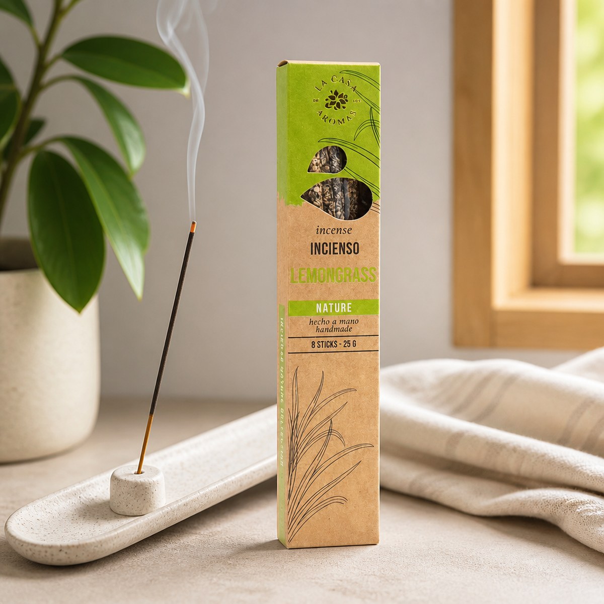 Incienso de LimonGrass Natural Hecho a Mano (8 Unidades)