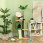 Arbol de gatos de 139 cm con cueva para gatos, pelota de juego, árbol de gatos con postes de rascar, para gatos de hasta 5 kg, color verde