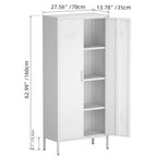 Gabinet de almacenamiento metálico de dos puertas blanco con estantes ajustables, ideal para almacenar ropa en el dormitorio, salón, oficina y gimnasio