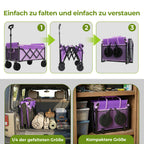 Mini Carro de Carga Plegable Pequeño de 100KG, Carro Manual Plegable, Carro de Comercio Plegable, Carro de Carga para Camping con Asa Ajustable en Altura, Ligero, Espacio Economizador y Estable, Lila