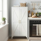 Gabinet de almacenamiento metálico de 2 puertas ajustable para despensa de la cocina, gabinete de despensa con estantes ajustables, todo de acero, para la cocina, el salón, el comedor y la oficina, blanco