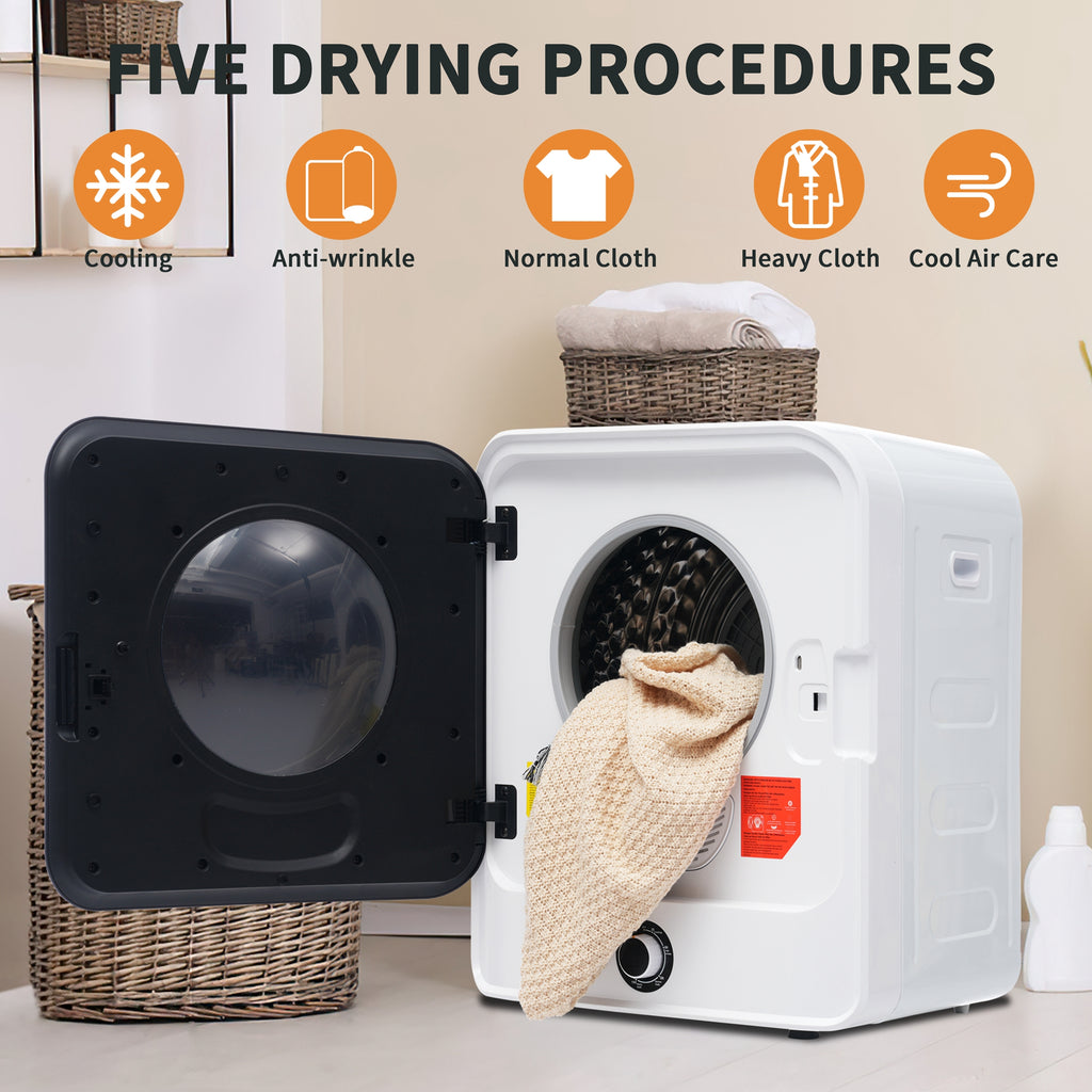 Secador de ropa, secador de acero inoxidable, 3 kg, hasta 4,5 kg en realidad, 830 W, filtración múltiple, 5 programas. Protección contra sobrecalentamiento, montable en la pared [Clase de energía G]