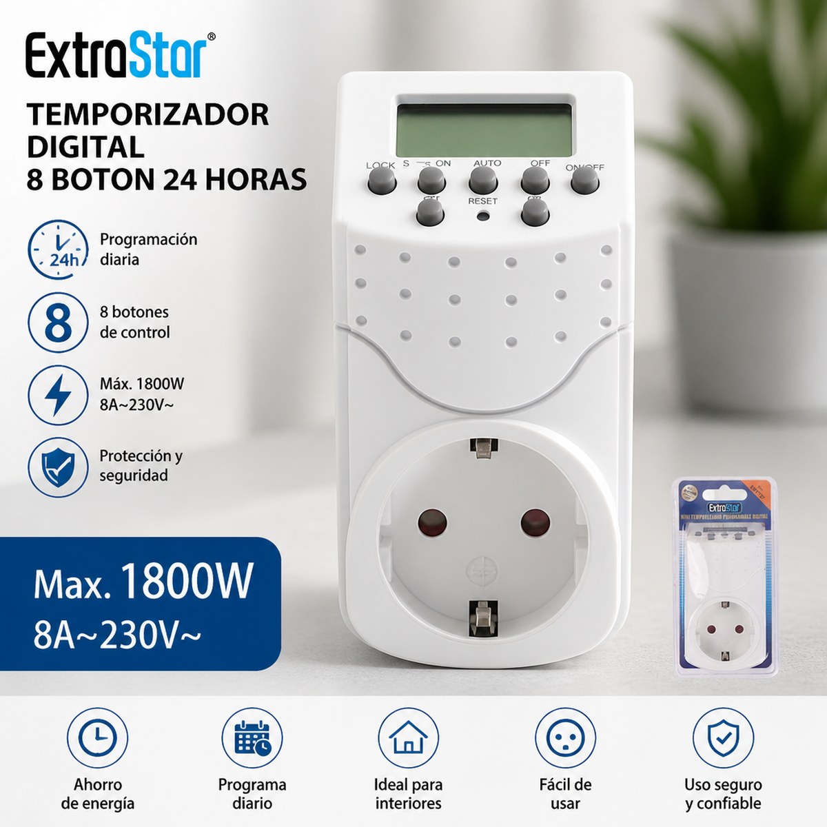 Temporizador Digital ExtraStar de 24 Horas
