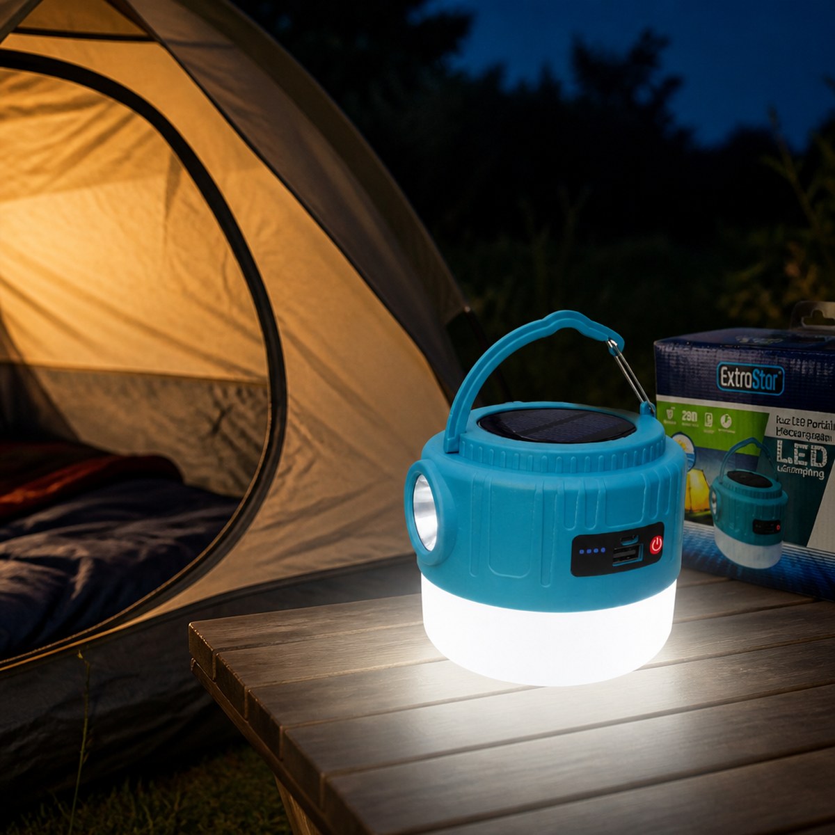 Linterna LED portátil solar ExtroStar