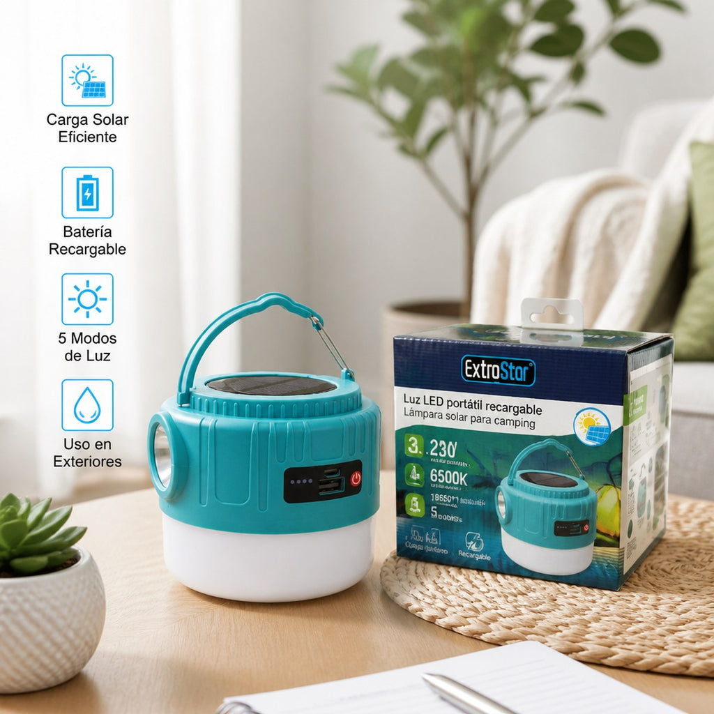 Linterna LED portátil solar ExtroStar