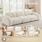 Sofá sin armazón, módulo de sofá tres plazas extra grande, hecho de cómodo material chenille, ideal para el salón, diseño antiresbaladizo, sin necesidad de montaje, color beige claro