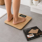 Balanza de baño digital Novus con superficie de bambú