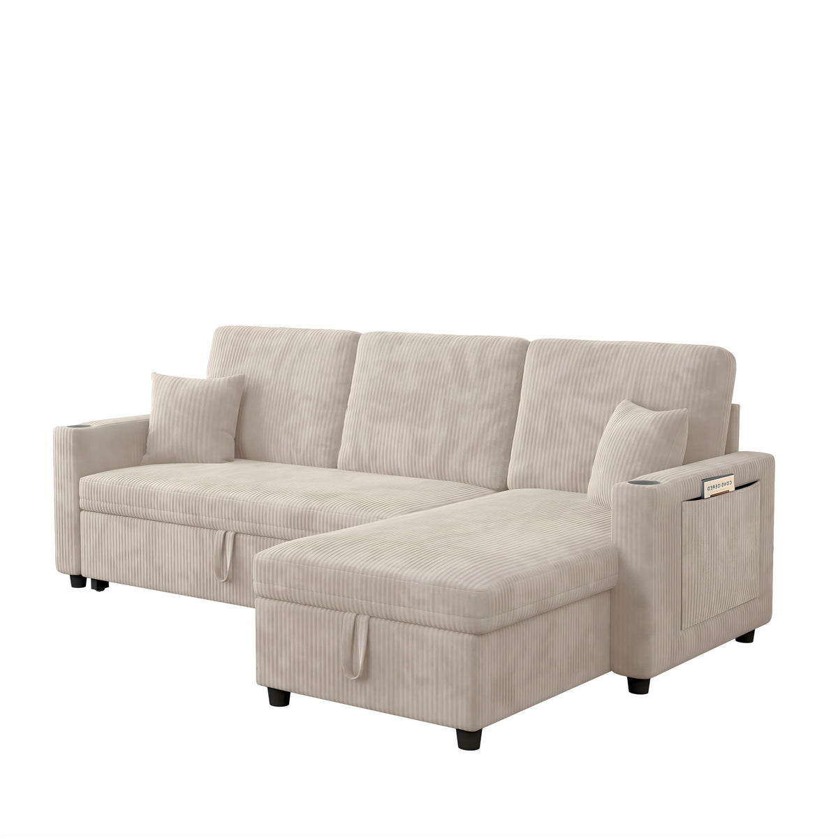 Sofá en L Sofabetten, un sofá espacioso, un sofá cómodo para dormir en las alturas y un espacio de almacenamiento adecuado para un sofá modular y un sillón en su salón de estar y en su apartamento