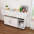Mesa de comedor plegable rectangular móvil de 110x70x80 cm, multifuncional con 5 plataformas de almacenamiento y 5 ruedas con freno (4 fijas), ahorra espacio para cocina, casa, oficina, residencia estudiantil, estilo mármol blanco