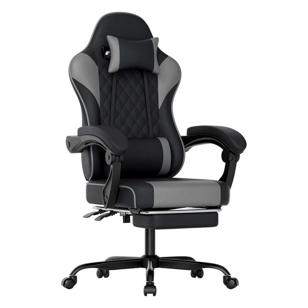 Silla de gaming para PC, silla de oficina con soporte lumbar, cabeza ajustable y brazos reclinables, silla de escritorio ergonómica con apoyo para los pies, ajustable de 90° a 145°, silla de oficina para hombre/mujer