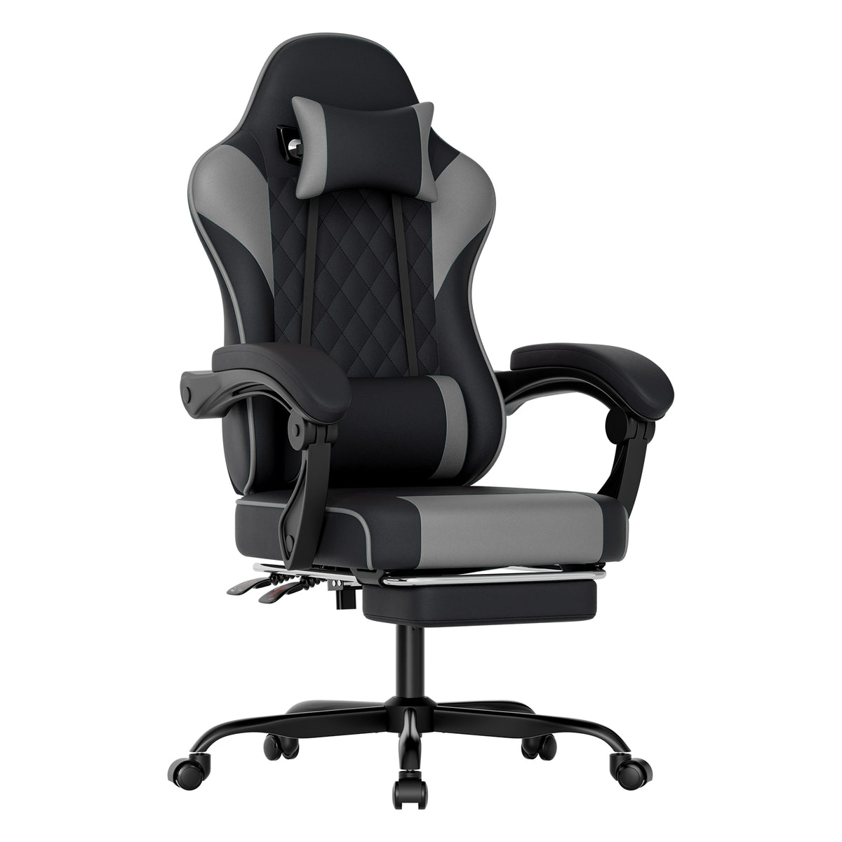 Silla de gaming para PC, silla de oficina con soporte lumbar, cabeza ajustable y brazos reclinables, silla de escritorio ergonómica con apoyo para los pies, ajustable de 90° a 145°, silla de oficina para hombre/mujer