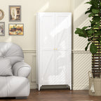 Gabineté de almacenamiento metálico de dos puertas para despensa de la cocina, con estantes ajustables, gabineté alto de acero para la cocina, salón, comedor y oficina, blanco