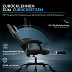 Silla de gaming para PC, silla de oficina con soporte lumbar, cabeza ajustable y brazos reclinables, silla de escritorio ergonómica con apoyo para los pies, ajustable de 90° a 145°, silla de oficina para hombre/mujer