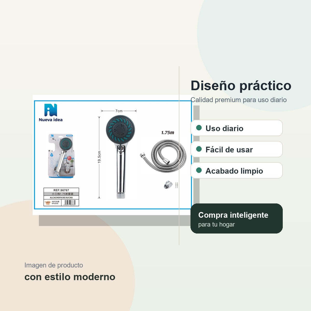 Juego de ducha Nueva Idea con 3 velocidades
