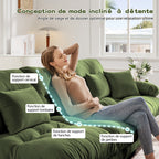 Sofá angular modular de 4 plazas con asiento profundo, sofá cama de chenille, cómodamente revestido para salón, apartamento, estudio, oficina, chenille verde