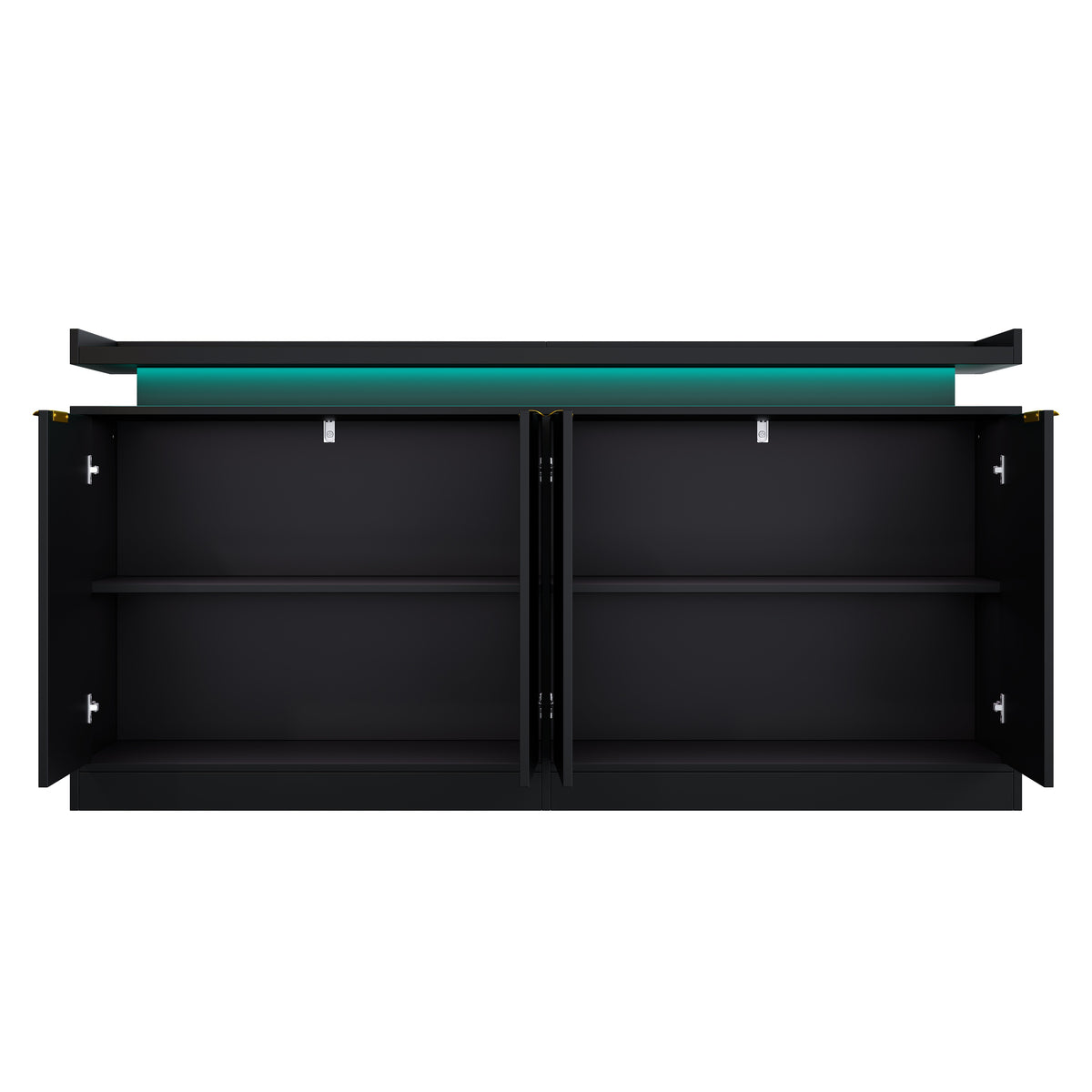 Armario de cocina con iluminación LED, Sideboard con 4 puertas, Buffet con mucho espacio de almacenamiento para el comedor y el salón, 160 × 39 × 83 cm
