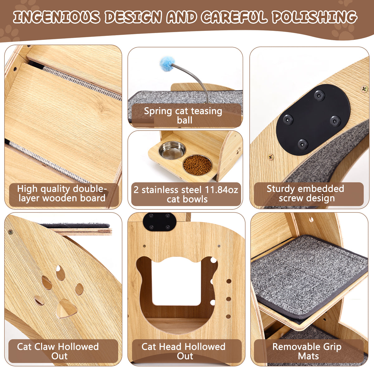 Rueda para gatos 6 en 1, Rueda de ejercicio para gatos mejorada, Rueda de correr para gatos grandes, Rueda de caminar para gatos, Muebles para gatos, Juguetes para gatos