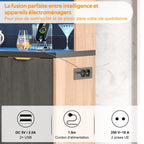 Armario alto de cocina de 100 × 40 × 180 cm, estilo betón, placa de trabajo negra, iluminación LED ajustable, toma de corriente europea, adecuado para cocinas, salones de estar, apartamentos, etc.