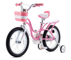 Bicicleta para Niñas y Niños de Color Rosa y Blanco, Segura y Ligera con Ruedas de Entrenamiento