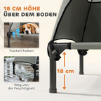 Cama para perro exterior con techo, Cama para perro elevada para perros grandes, 91 x 76 x 90 cm, Gris claro