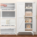 Gabinet de almacenamiento metálico de 2 puertas ajustable para despensa de la cocina, gabinete de despensa con estantes ajustables, todo de acero, para la cocina, el salón, el comedor y la oficina, blanco