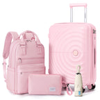 Set de equipaje ligero de 3 piezas. Maletín de mano expandible de 20 pulgadas de PP con ruedas. Color rosa