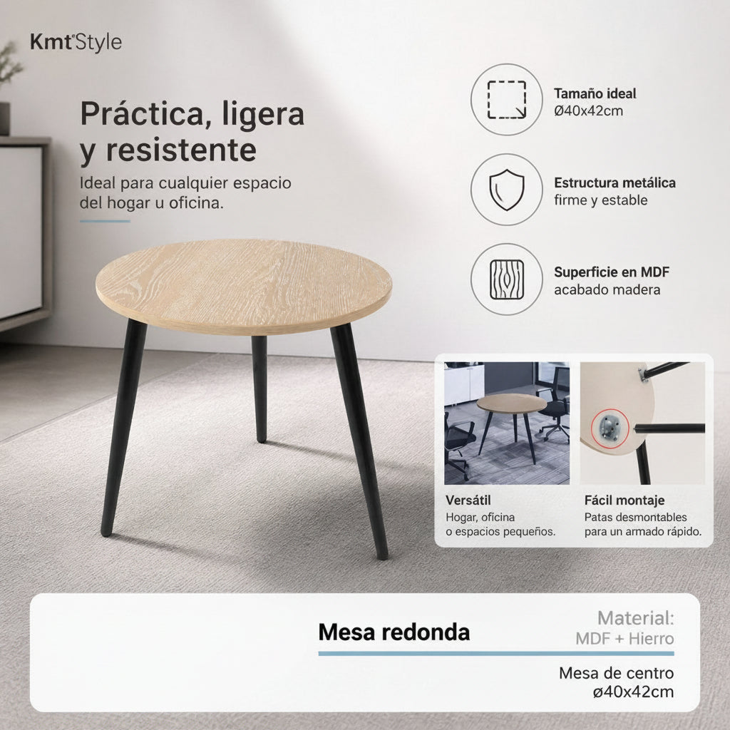 Mesa de Café Redonda KmtStyle 40x42cm