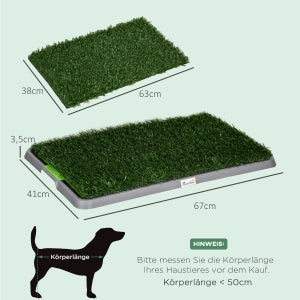 Toaleta para mascotas con 2 mantas de hierba, tabletilla para el entrenamiento en la cacerola, toaleta para cachorros Indoor Outdoor, verde 67 x 41 cm