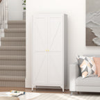 Gabineté de almacenamiento metálico de dos puertas para despensa de la cocina, con estantes ajustables, gabineté alto de acero para la cocina, salón, comedor y oficina, blanco