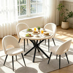 Mesa de comedor redonda moderna con estructura cruzada, Mesa redonda, Mesa universal con silueta elegante (solo mesa)