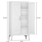 Gabinet de almacenamiento metálico de 2 puertas ajustable para despensa de la cocina, gabinete de despensa con estantes ajustables, todo de acero, para la cocina, el salón, el comedor y la oficina, blanco