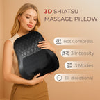 Cabezal de masaje shiatsu 3D sin cable, recargable, con calor, masajeador eléctrico portátil para el cuello, hombros y espalda, adecuado para el hogar, oficina y automóvil