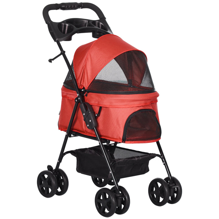 Cochecito para mascotas plegable Oxford Rojo 67x45x96cm para pequeños perros y gatos