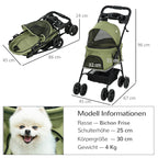 Cochecito para mascotas, plegable, 2 correas de seguridad, 2 porta-bebidas, 67 x 45 x 96 cm, Verde