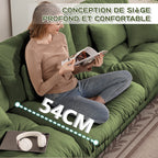 Sofá angular modular de 4 plazas con asiento profundo, sofá cama de chenille, cómodamente revestido para salón, apartamento, estudio, oficina, chenille verde