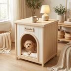 Mesa lateral para caja para perros de madera – Mueble para mascotas para el interior de la casa de madera FSC® para perros y gatos pequeños, Mesa lateral de estilo escandinavo