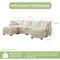 Sofa en U con espacio de almacenamiento, conjunto de sofás modular, compuesto por cuatro elementos de asiento y dos taburetes, sofá moderno con cojines y cojines de brazos, tapizado de chenille, armazón de madera sólida