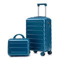 Set de maletas con ruedas ABS de 2 piezas de 14"/19" con candado numérico y bolso de cosméticos de 14" (azul oscuro)